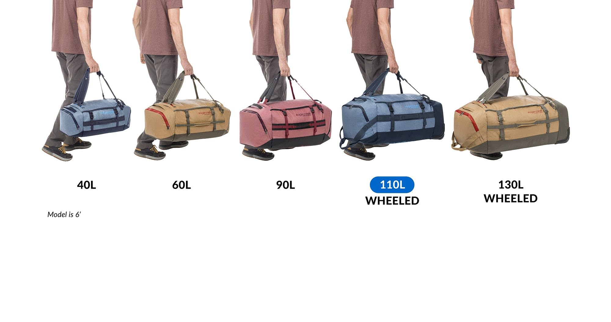 Eagle Creek Cargo Hauler Wheeled Duffel Travel Bag with Backpack Straps and Handles, Lockable U-Lid Opening, End Compartments, and Compression Straps Glacier Blue 110 L U1