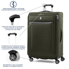 Travelpro Platinum Elite Softside Expandable Checked Luggage, 8 Wheel Spinner Large Suitcase, TSA Lock, Men and Women ( Pilot Green , Checked-Large 29-Inch ) Pilot Green Checked Large 29 Inch U1