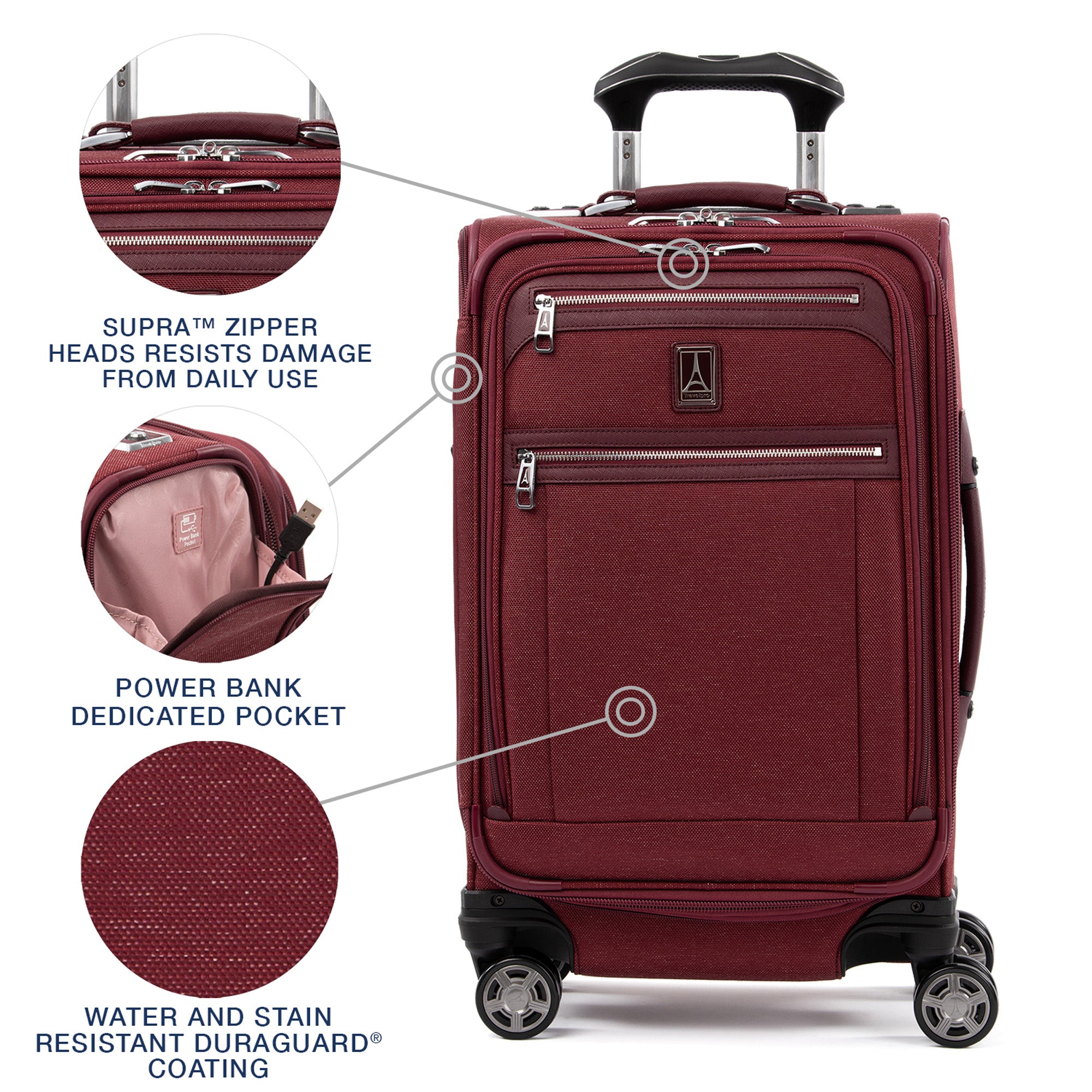 Travelpro Platinum Elite Softside Expandable Carry on Luggage, 8 Wheel Spinner Suitcase, USB Port, Suiter, Men and Women, Carry On 21-Inch ( Bordeaux Red , Carry-On 21-Inch ) Bordeaux Red Carry On 21 Inch U9