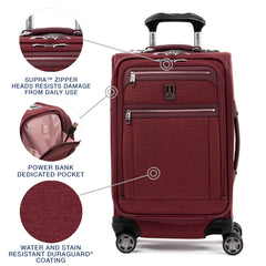 Travelpro Platinum Elite Softside Expandable Carry on Luggage, 8 Wheel Spinner Suitcase, USB Port, Suiter, Men and Women, Carry On 21-Inch ( Bordeaux Red , Carry-On 21-Inch ) Bordeaux Red Carry On 21 Inch U9