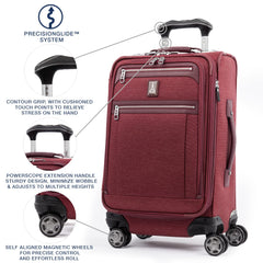 Travelpro Platinum Elite Softside Expandable Checked Luggage, 8 Wheel Spinner Large Suitcase, TSA Lock, Men and Women ( Bordeaux Red , Carry-On 21-Inch ) Bordeaux Red Carry On 21 Inch U6