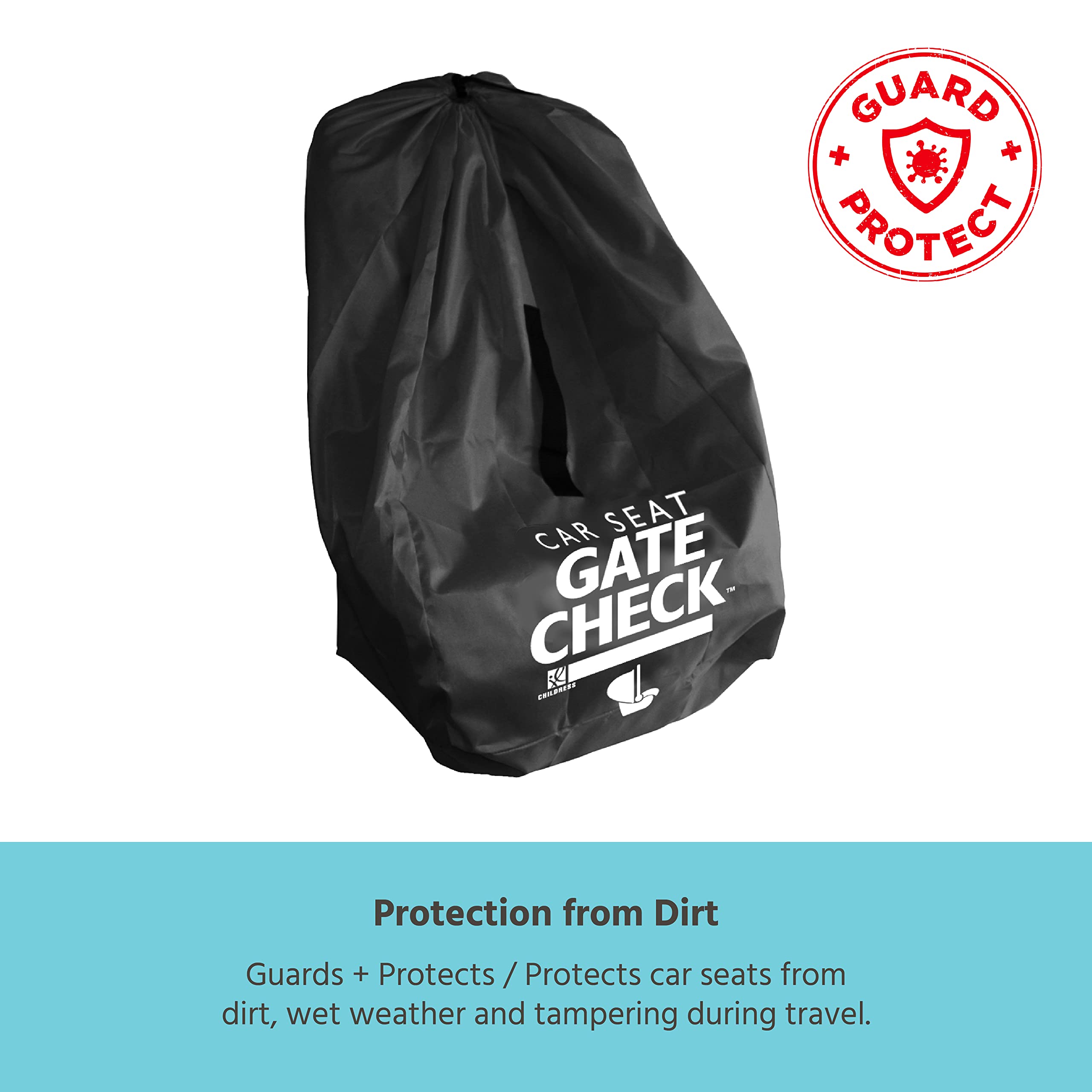J.L. Childress Gate Check Bag for Car Seats - Air Travel Bag - Fits Convertible Car Seats, Infant carriers & Booster Seats ( Black , One Size ) Black One Size U4