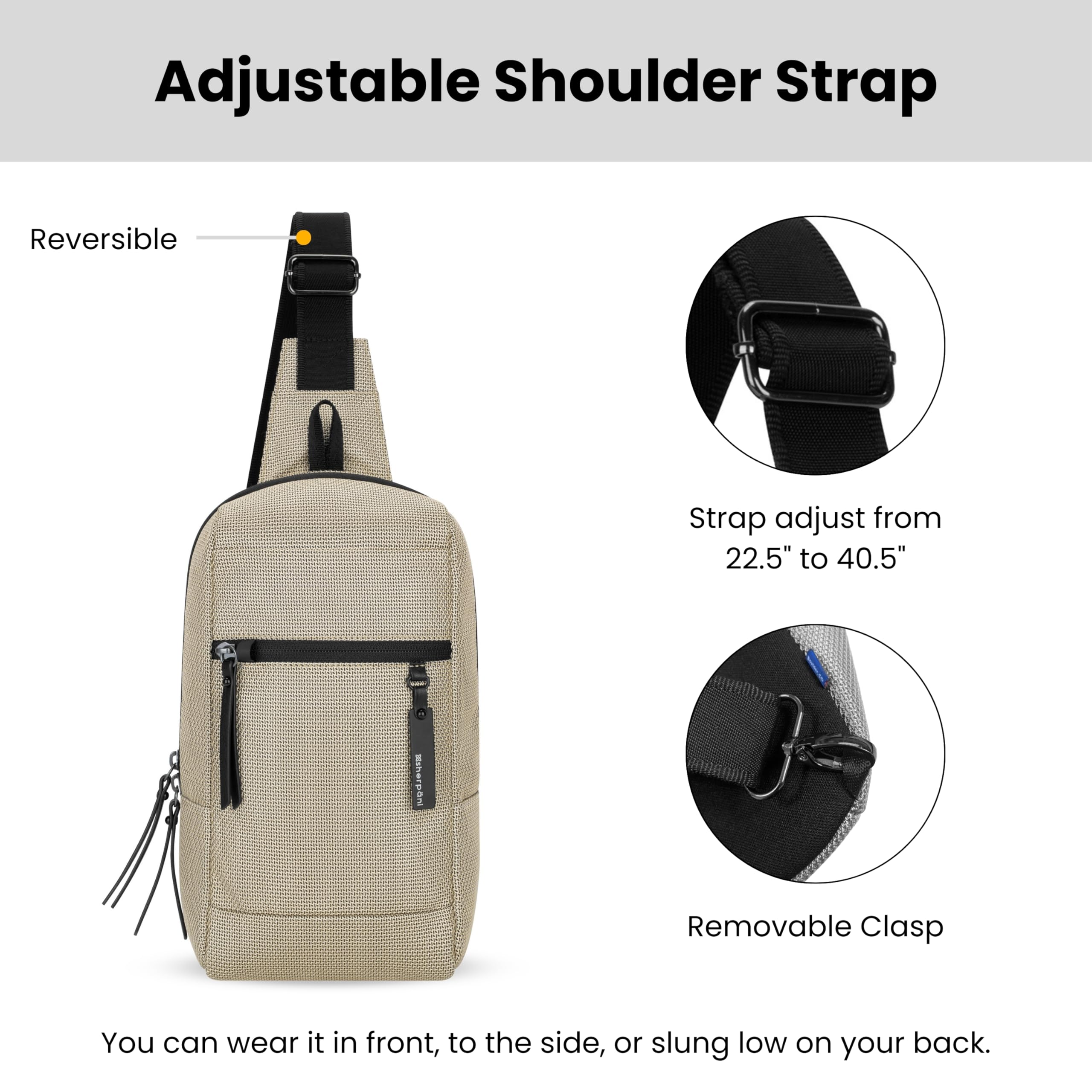 Sherpani Metro, Anti Theft Travel Sling Bag, Sling Backpack, Crossbody Backpack, Sling Bag for Women ( Straw , One Size ) Straw One Size U1
