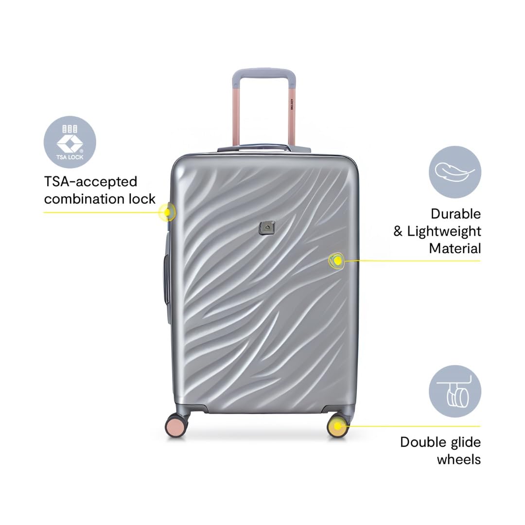 Delsey Alexis Lightweight Luggage, 4-Wheel Spinners Hardshell Suitcase, Expandable with TSA Lock  ( Platinum/Rose Gold , 3-piece Set (21"/25"/29") ) Platinum/Rose Gold 3 Piece Set 21 25 29 U4