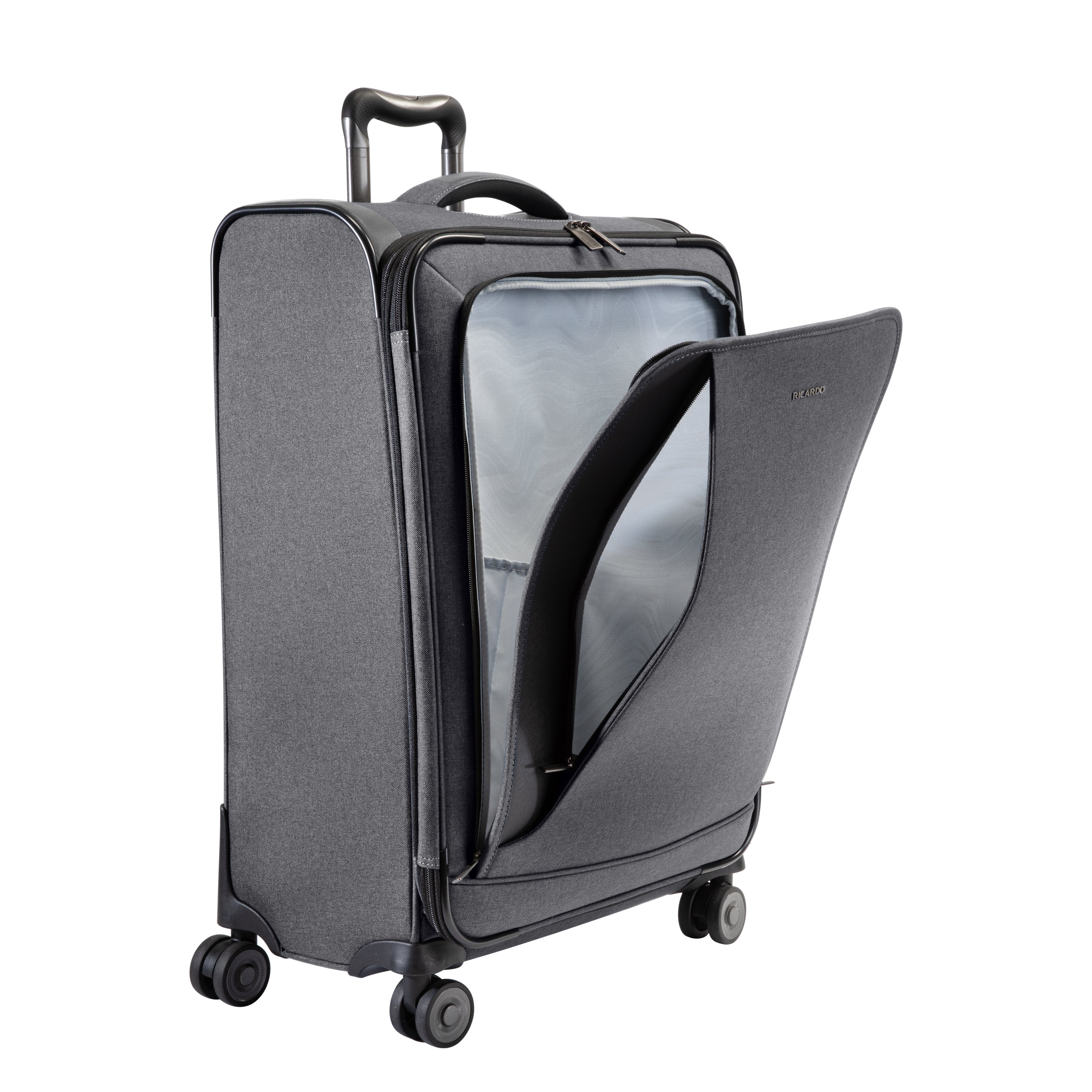Ricardo Beverly Hills Malibu Bay 3.0 Softside, 4 Wheel Spinner, Lightweight Suitcase, Unisex, Stylish ( Gray , Carry-On 20-Inch ) Gray Carry On 20 Inch U2