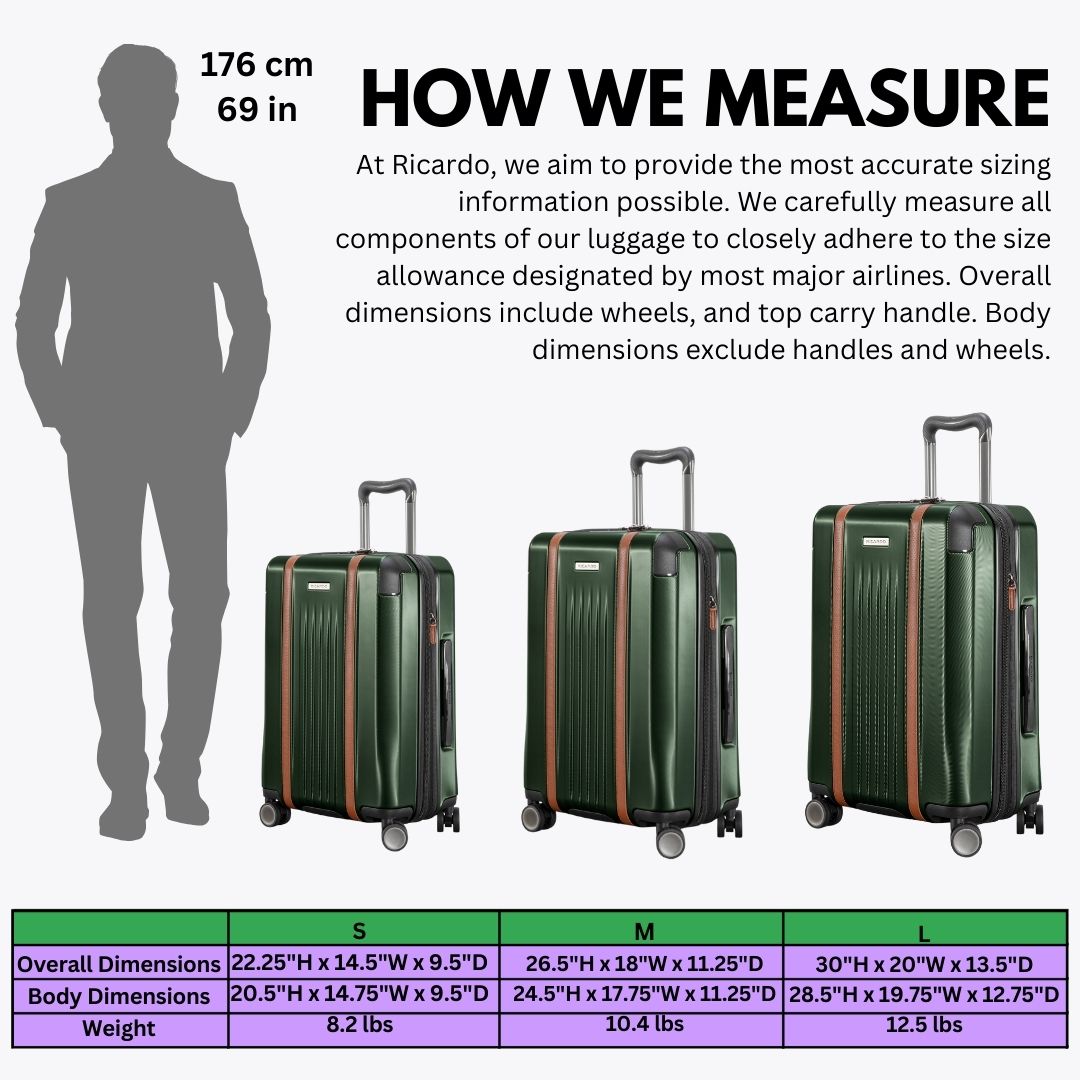 Ricardo Beverly Hills Montecito 2.0 Hardside with Dual Spinning Wheels, Expandable with Comfort Grip for Easy Packing and Moving, Men and Women ( Hunter Green , Check-In Medium 25-Inch ) Hunter Green Check In Medium 25 Inch U1