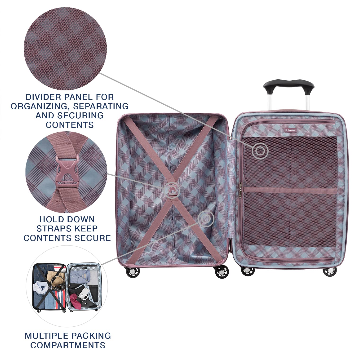 Travelpro Maxlite 5 Hardside Spinner Wheel Luggage Dusty Rose Checked Medium 25 Inch U1