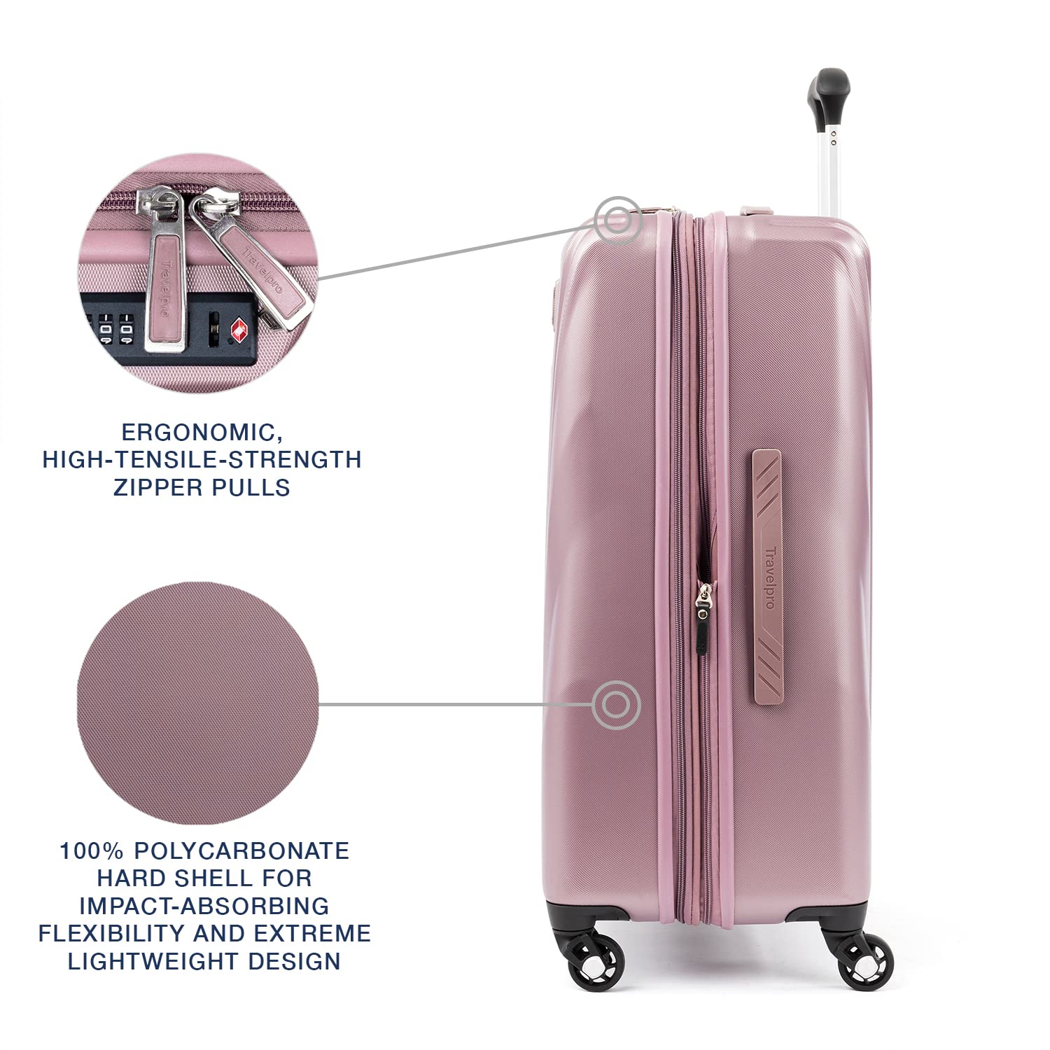 Travelpro Maxlite 5 Hardside Spinner Wheel Luggage Dusty Rose Checked Medium 25 Inch U1