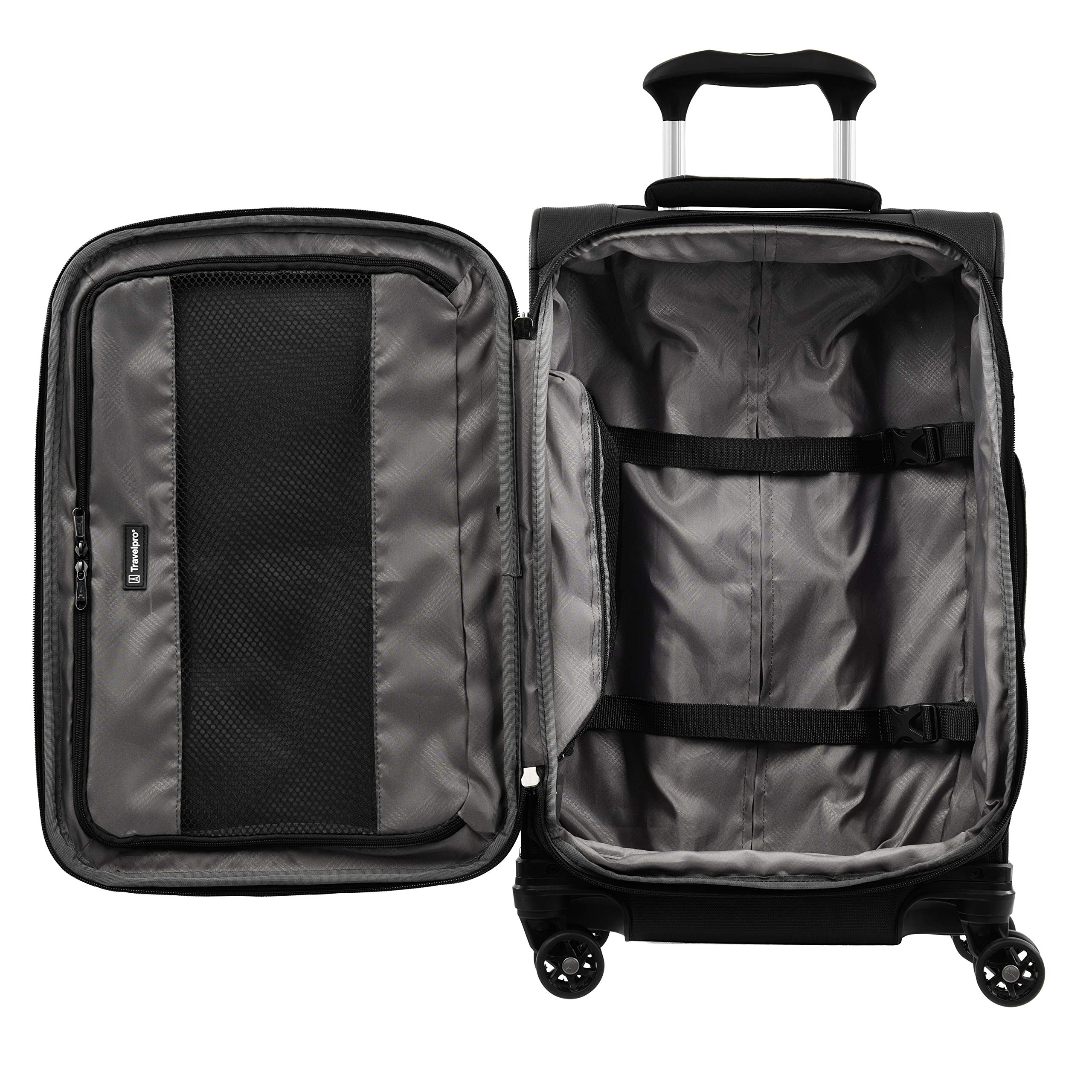 Travelpro Tourlite Softside Expandable Luggage with 4 Spinner Wheels, Lightweight Suitcase, Men and Women Black Carry On 21 Inch U30