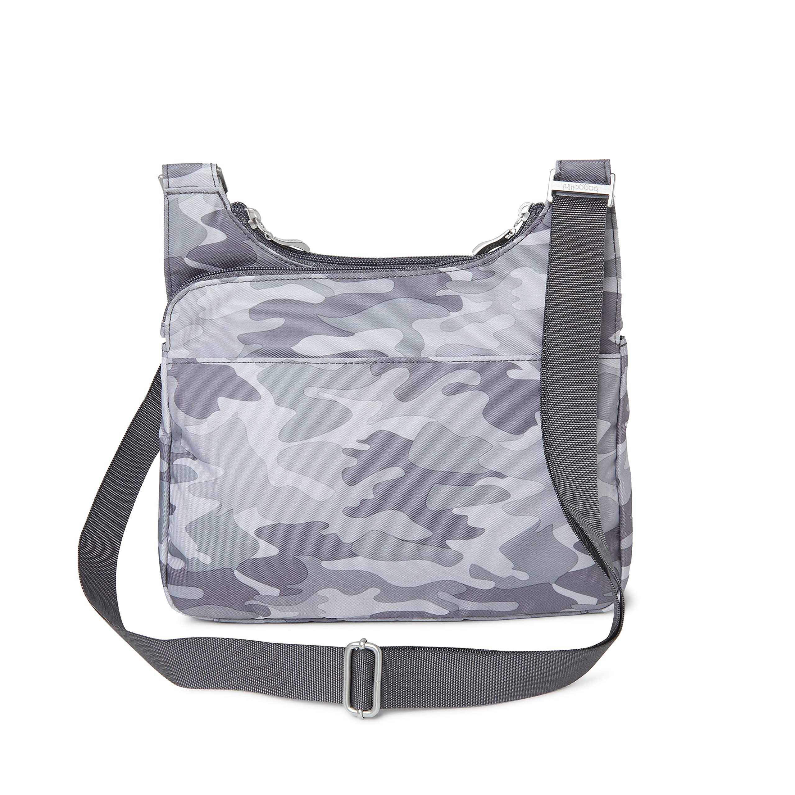 Baggallini Cross Over Crossbody with RFID ( Grey Camo Print , One Size ) Grey Camo Print One Size U2