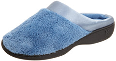 Isotoner Women's Microterry PillowStep Satin Cuff Clog Slippers Denim Medium 7 5 8 B M US U2