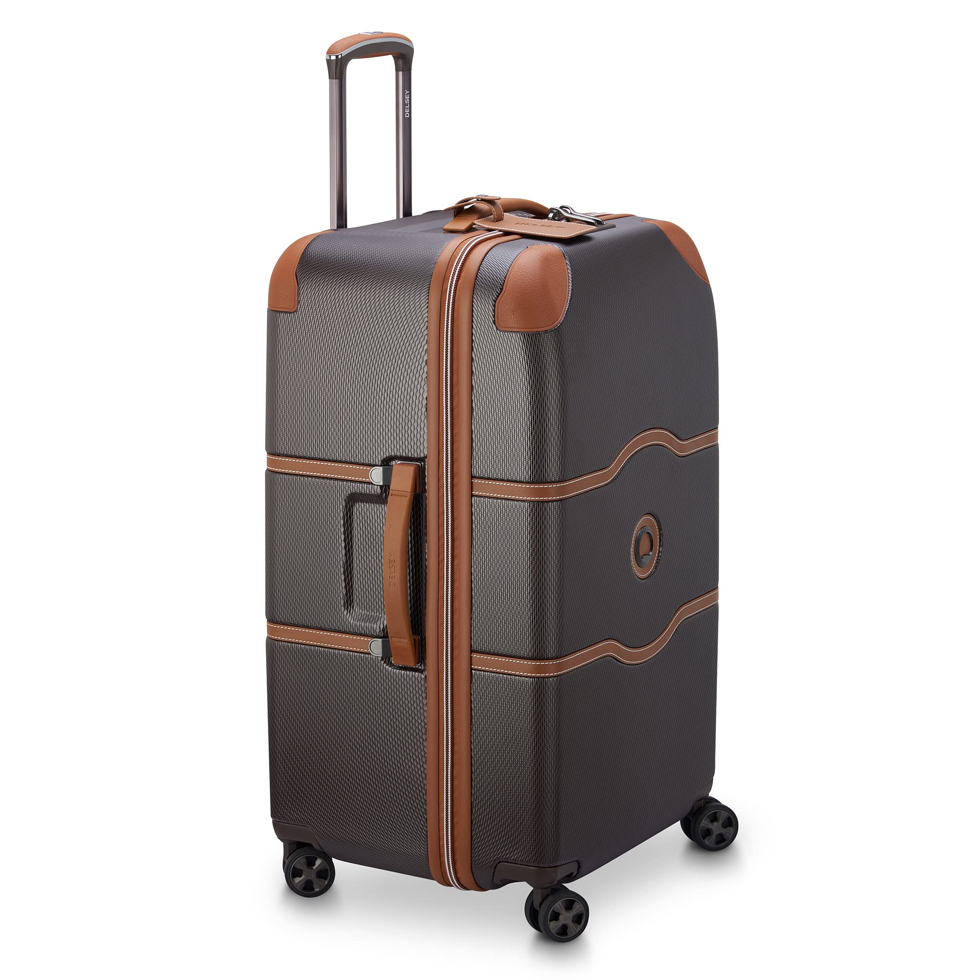 DELSEY Paris Chatelet Air 2.0 Hardside Luggage with Spinner Wheels ( Chocolate Brown , Checked-26 Inch Trunk ) Chocolate Brown Checked 26 Inch Trunk U5