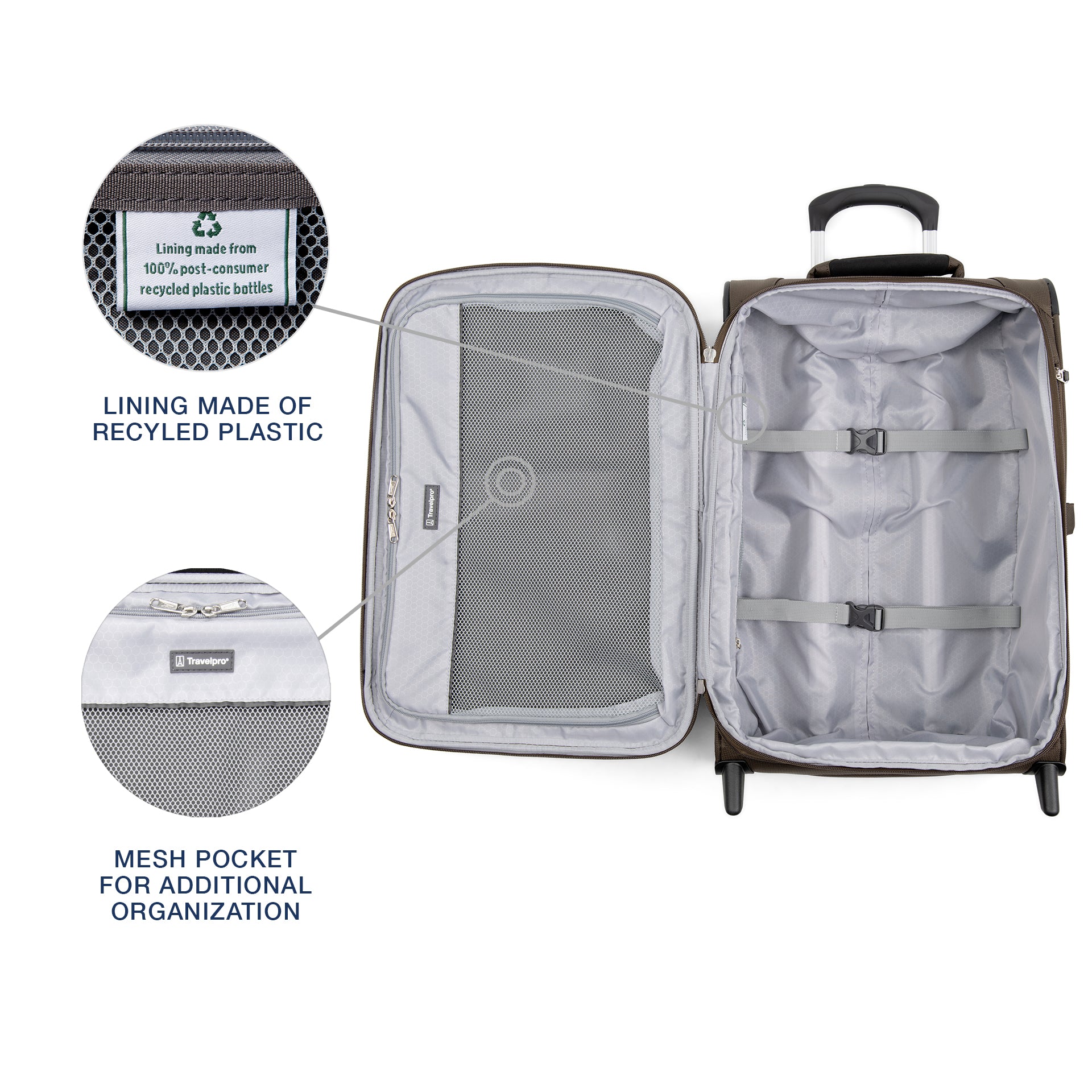 Travelpro Maxlite 5 Softside Expandable Upright 2 Wheel Luggage, Lightweight Suitcase, Men and Women Mocha Carry On 22 Inch U14