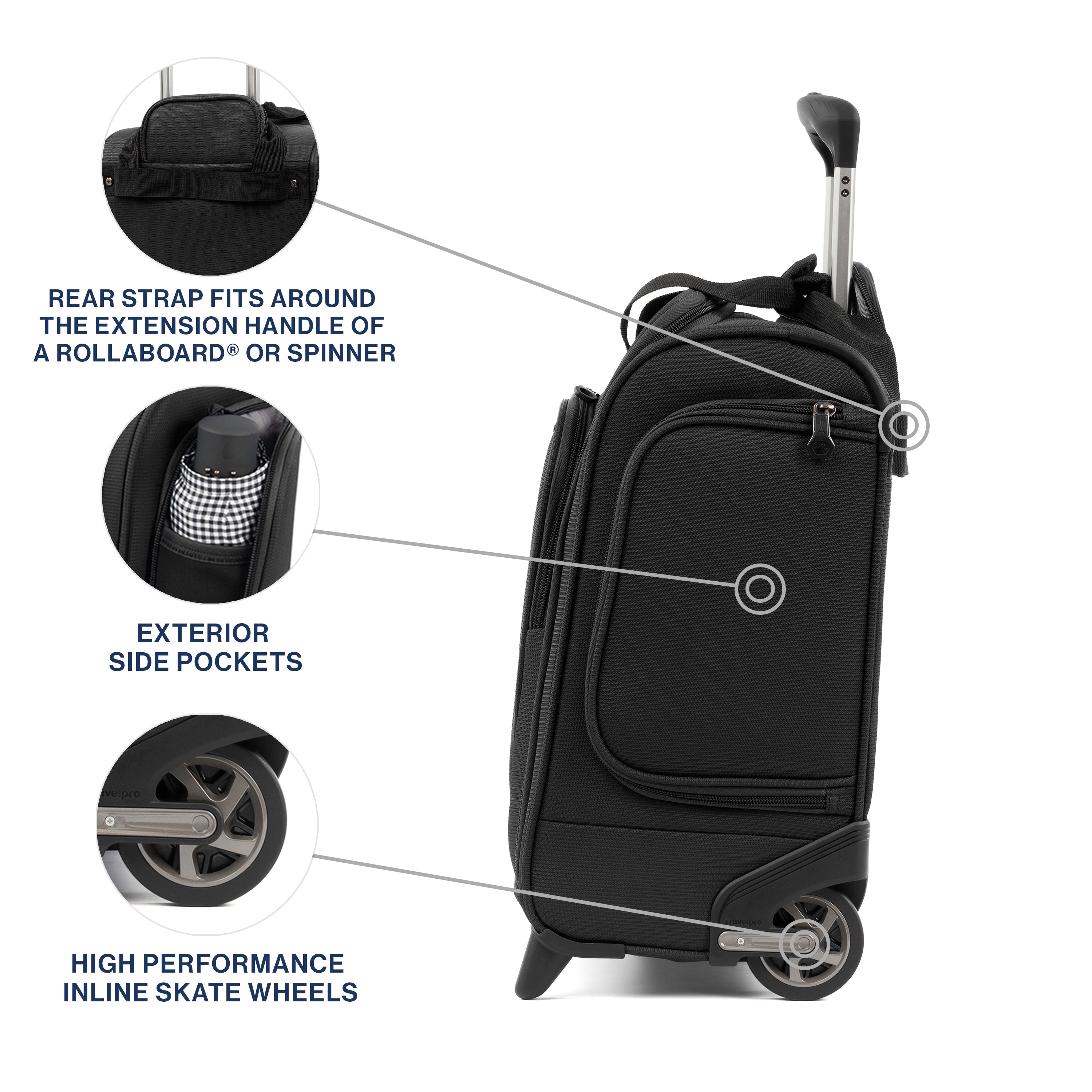 Travelpro Tourlite Softside Lightweight Rolling Underseat Compact Carry-On Upright 2 Wheel Bag, Men and Women, 15-Inch ( Black , One Size ) Black One Size U33
