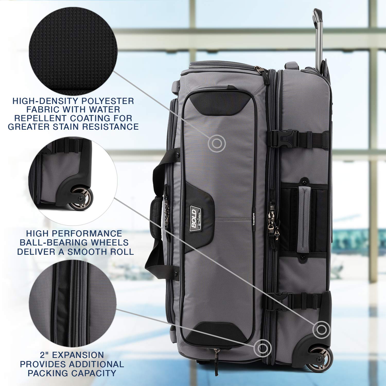 Travelpro Bold Drop Bottom Wheeled Rolling Duffel Bag ( Grey/Black , 30-Inch ) Grey/Black 30 Inch U5