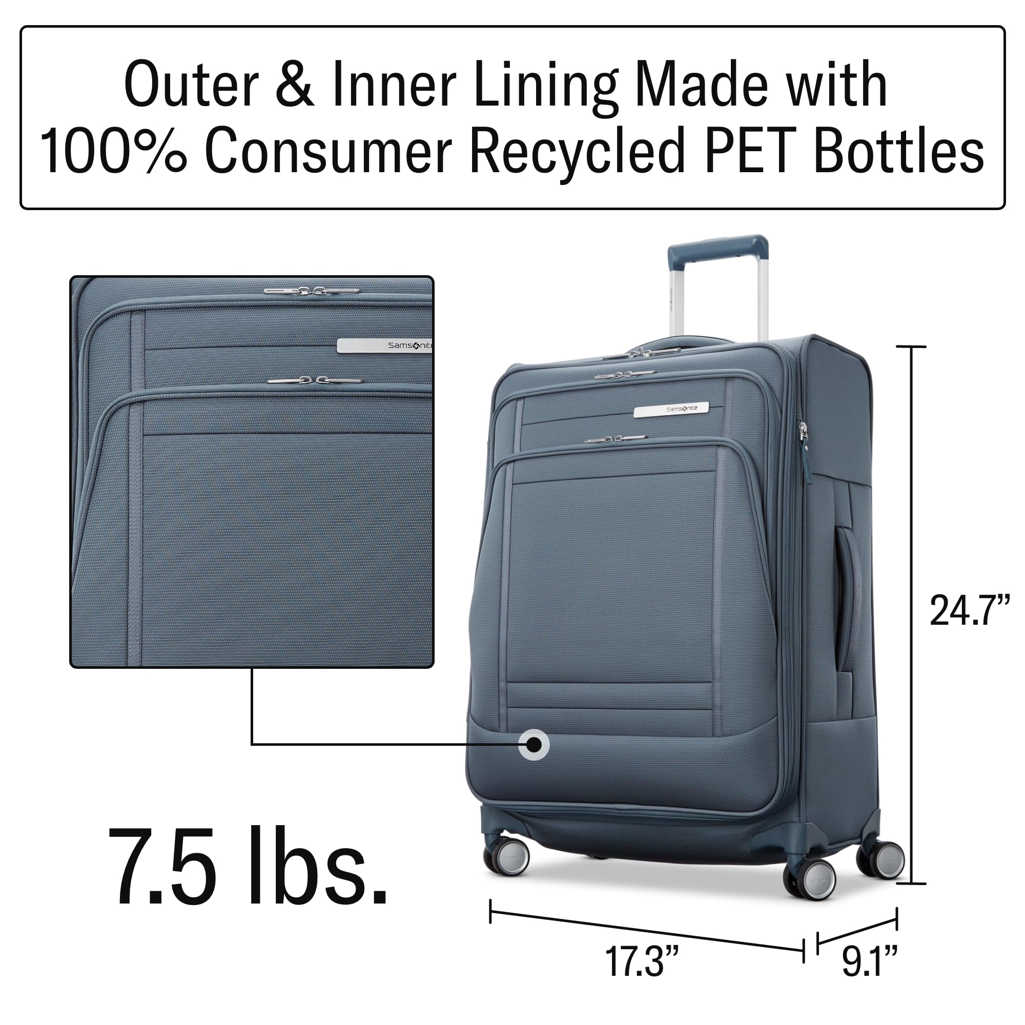 Samsonite UpLIFT Lightweight Softside Expandable Luggage ( Elemental Blue , Medium Checked ) Elemental Blue Medium Checked U2