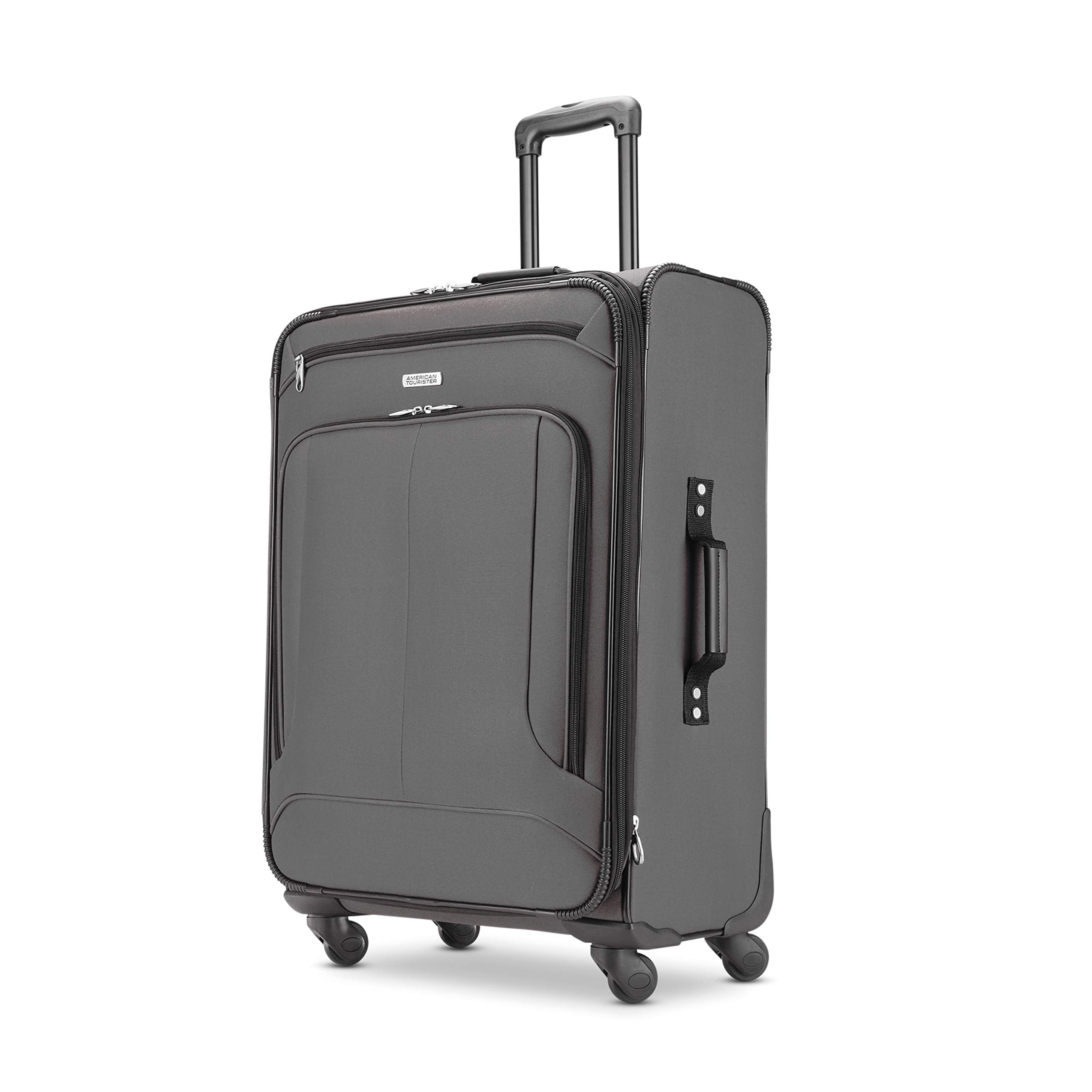 American Tourister Pop Max Softside Luggage with Spinner Wheels ( Charcoal , 3-Piece Set (21/25/29) ) Charcoal 3 Piece Set 21 25 29 U11