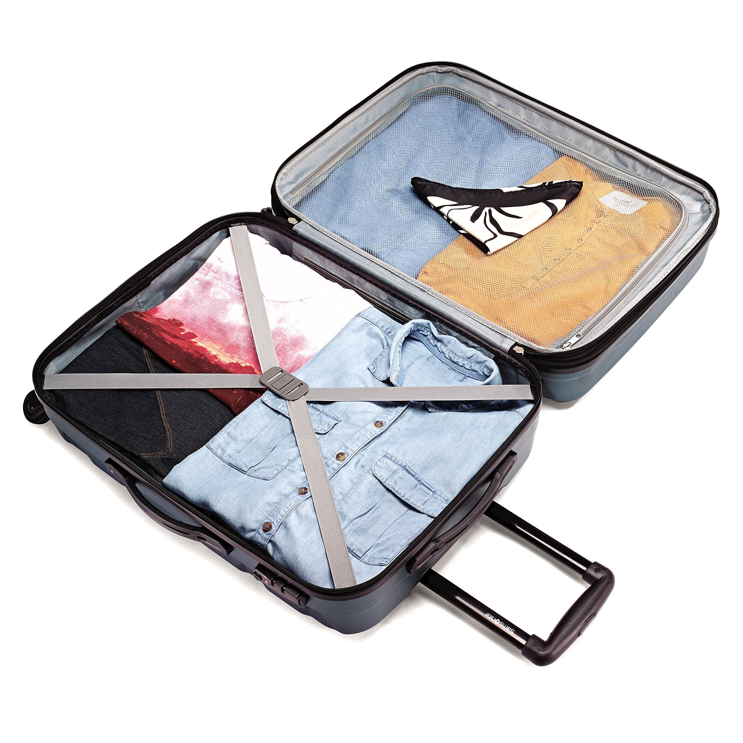 Samsonite Omni Checked-Large 28-Inch PC Hardside Expandable Luggage with Spinner Wheels ( Navy , Checked-Large 28-Inch ) Navy Checked Large 28 Inch U97