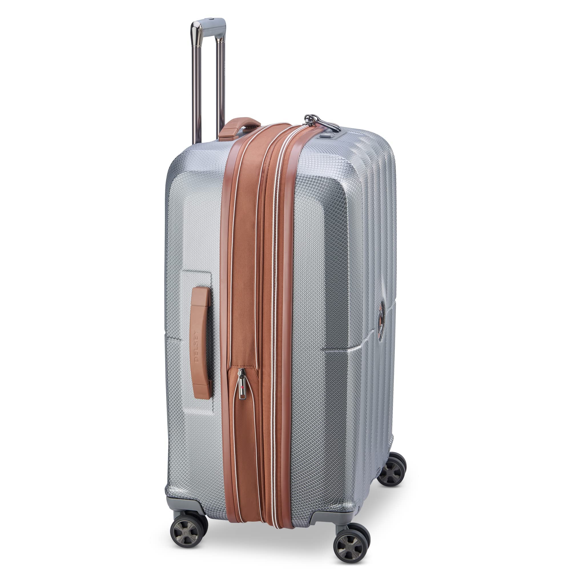 Delsey Paris Carrousel 28" Expandable Carry-On Spinner ( Platinum , Checked-Medium 24 Inch ) Platinum Checked Medium 24 Inch U6