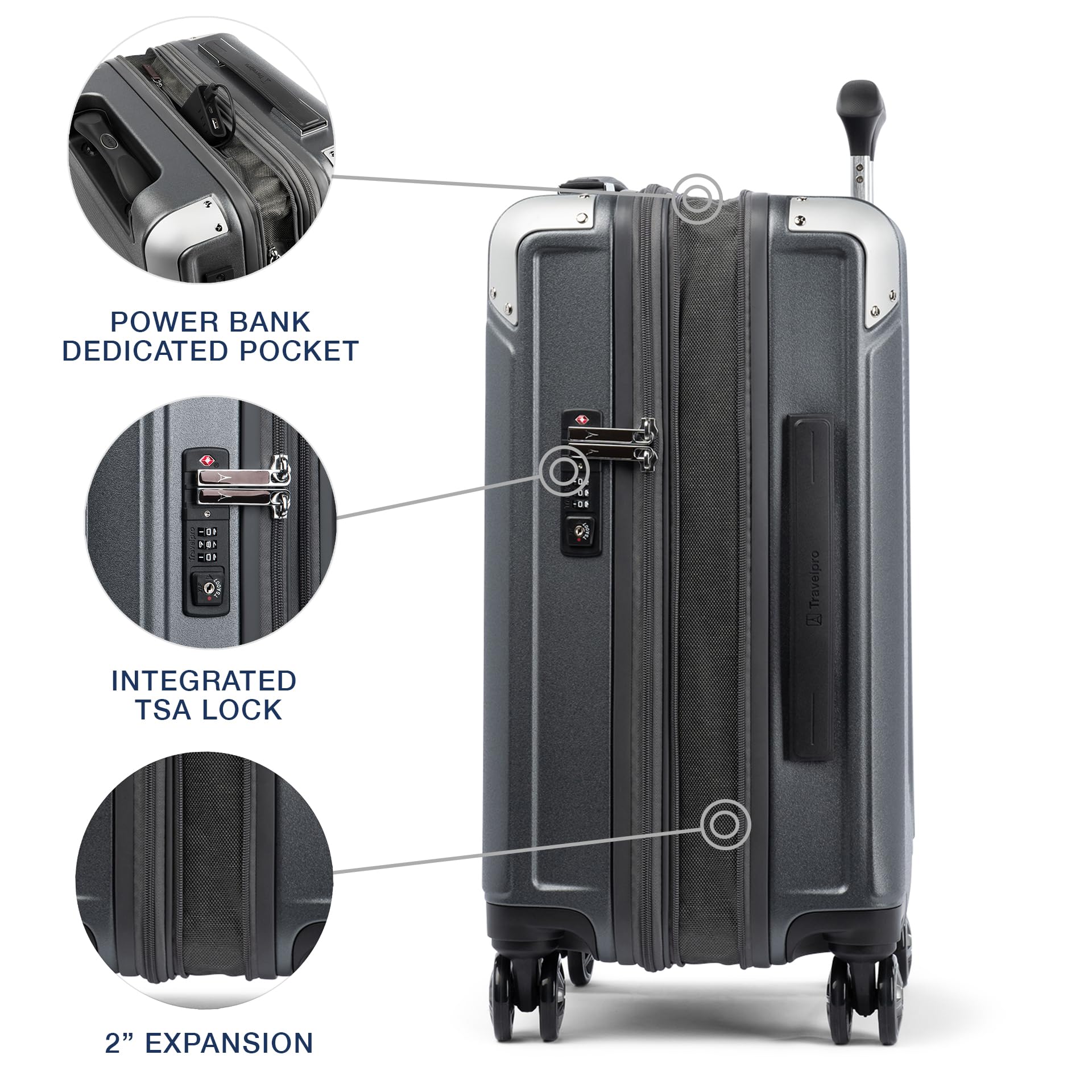 Travelpro Platinum Elite Hardside Expandable Spinner Wheel Luggage TSA Lock Hard Shell Polycarbonate Suitcase ( Vintage Grey , Carry-on 21-Inch ) Vintage Grey Carry On 21 Inch U1