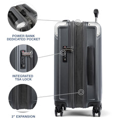 Travelpro Platinum Elite Hardside Expandable Spinner Wheel Luggage TSA Lock Hard Shell Polycarbonate Suitcase ( Vintage Grey , Carry-on 21-Inch ) Vintage Grey Carry On 21 Inch U1