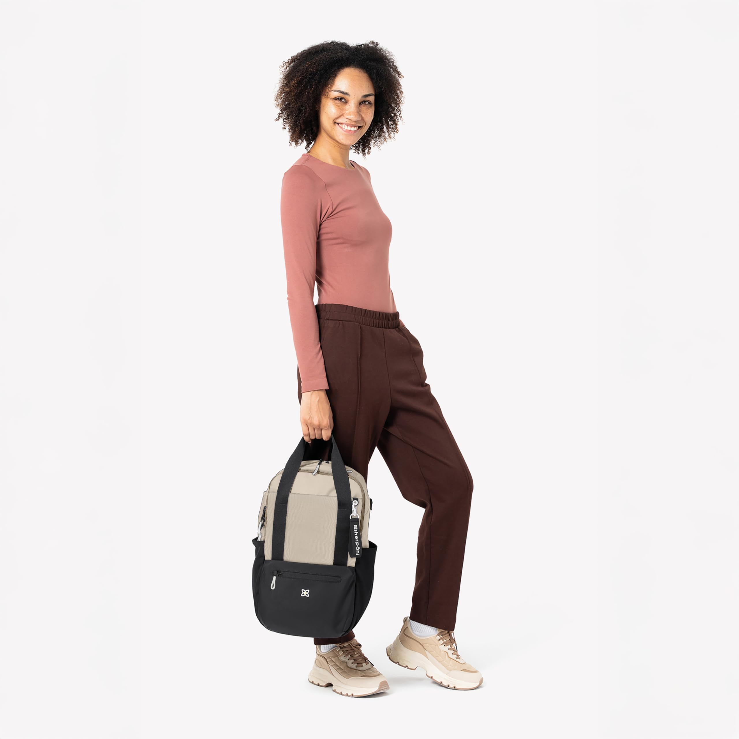 Sherpani Camden, Convertible Backpack, 3 in 1 Tote Bag, 18L Travel Backpack, Crossbody Bag for Women, Cross Body Purse, Travel Gifts, RFID Protection, Fits 15” Laptop ( Con Leche , One Size ) Con Leche One Size U1