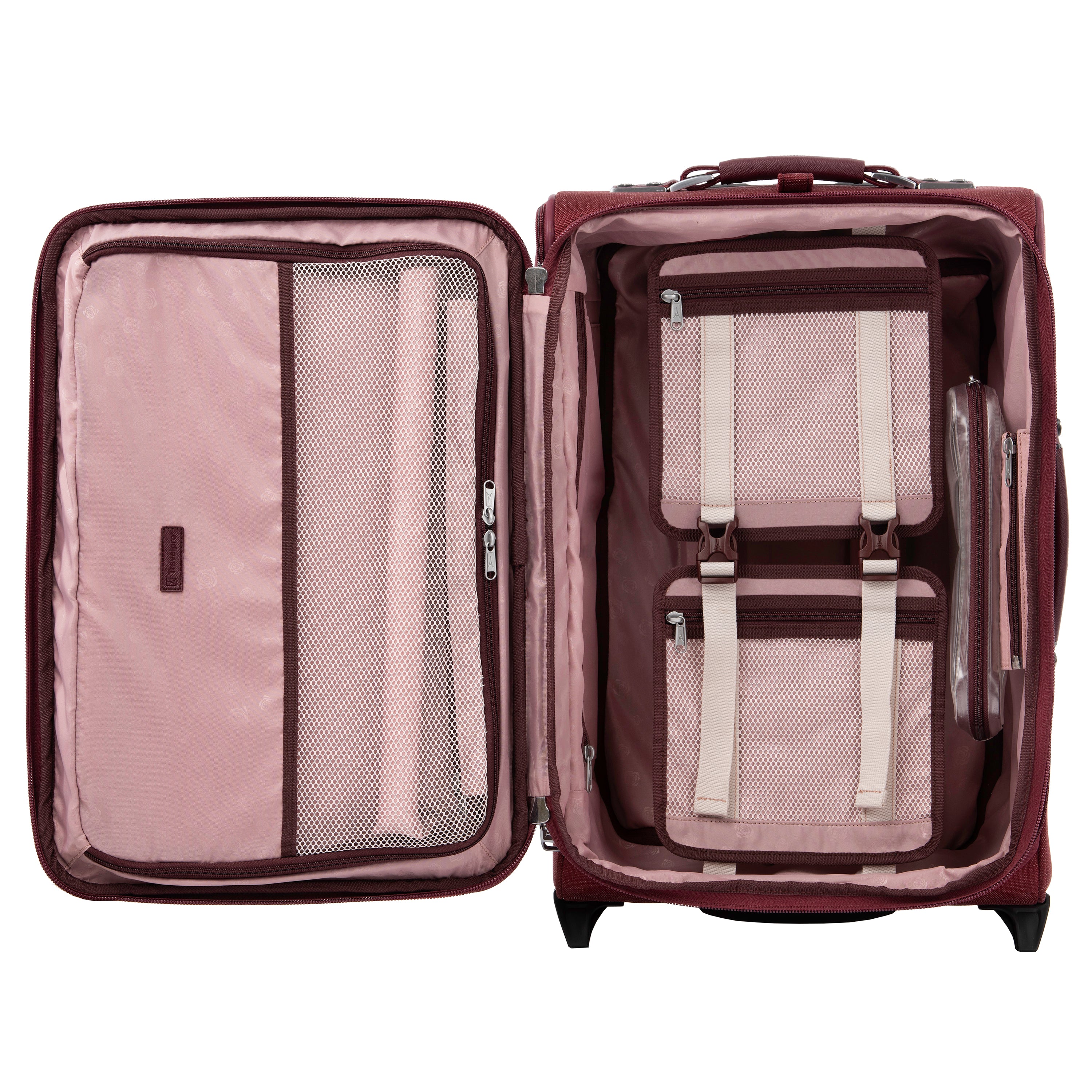 Travelpro Platinum Elite Softside Expandable Luggage, 2 Wheel Upright Suitcase, USB Port, Men and Women Bordeaux Carry On 22 Inch U8
