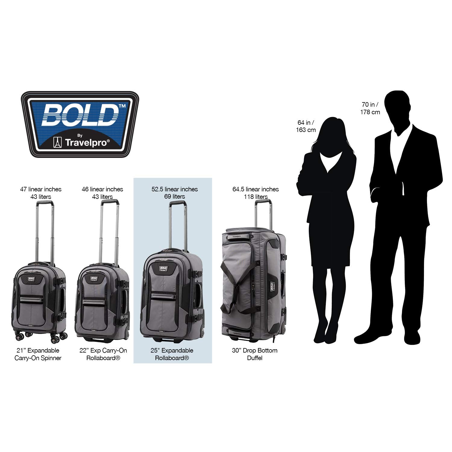 Travelpro Unisex-Adult Bold Softside Expandable Rollaboard Upright Luggage Grey/Black Checked Medium 25 Inch U5