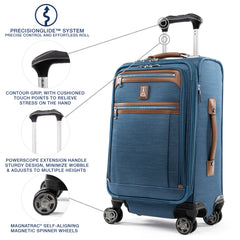 Travelpro Platinum Elite Softside Expandable Carry on Luggage, 8 Wheel Spinner Suitcase, USB Port, Suiter, Men and Women, Carry On 21-Inch ( Coastal Blue , Carry-On 21-Inch ) Coastal Blue Carry On 21 Inch U7