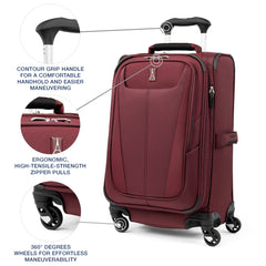 Travelpro Maxlite 5 Softside Expandable Luggage with 4 Spinner Wheels, Lightweight Suitcase, Men and Women Burgundy Carry On 21 Inch U20