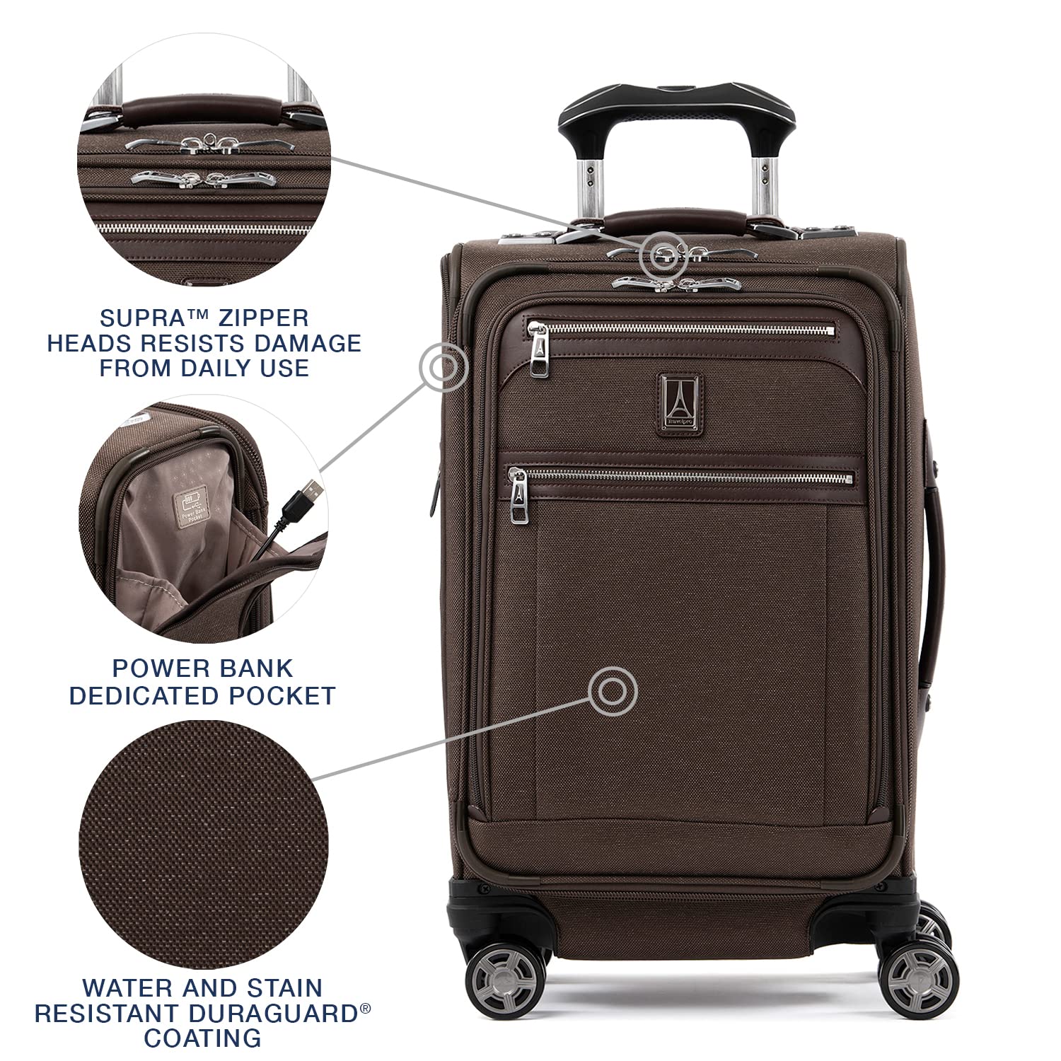 Travelpro Platinum Elite Softside Expandable Checked Luggage, 8 Wheel Spinner Large Suitcase, TSA Lock, Men and Women ( Rich Espresso Brown , Carry-On 21-Inch ) Rich Espresso Brown Carry On 21 Inch U3