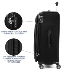 Travelpro Platinum Elite Softside Expandable Checked Luggage, 8 Wheel Spinner Large Suitcase, TSA Lock, Men and Women ( Shadow Black , Checked-Large 29-Inch ) Shadow Black Checked Large 29 Inch U11