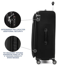 Travelpro Platinum Elite Softside Expandable Checked Luggage, 8 Wheel Spinner Large Suitcase, TSA Lock, Men and Women ( Shadow Black , Checked-Large 29-Inch ) Shadow Black Checked Large 29 Inch U14