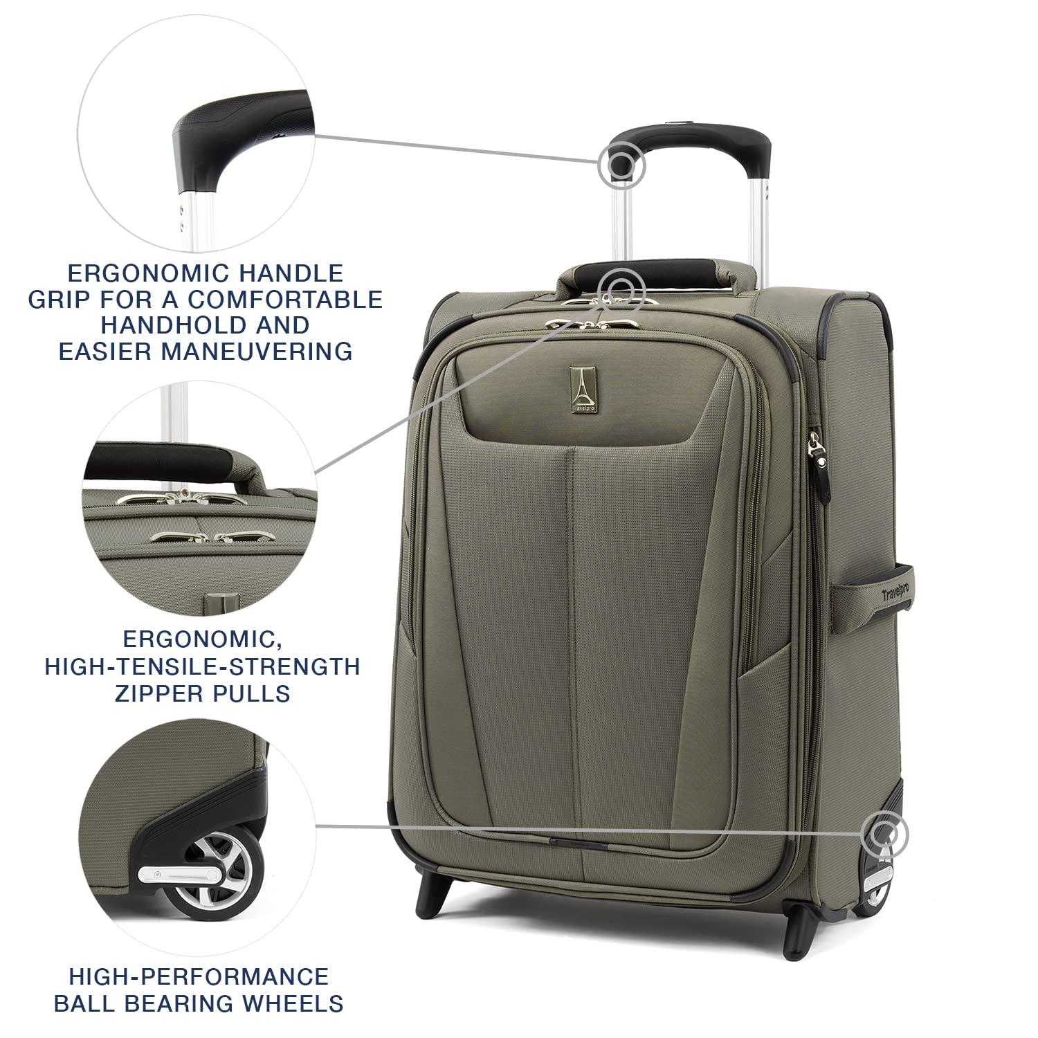 Travelpro Maxlite 5 Softside Expandable Upright 2 Wheel Luggage, Lightweight Suitcase, Men and Women Slate Green Carry On 20 Inch U3
