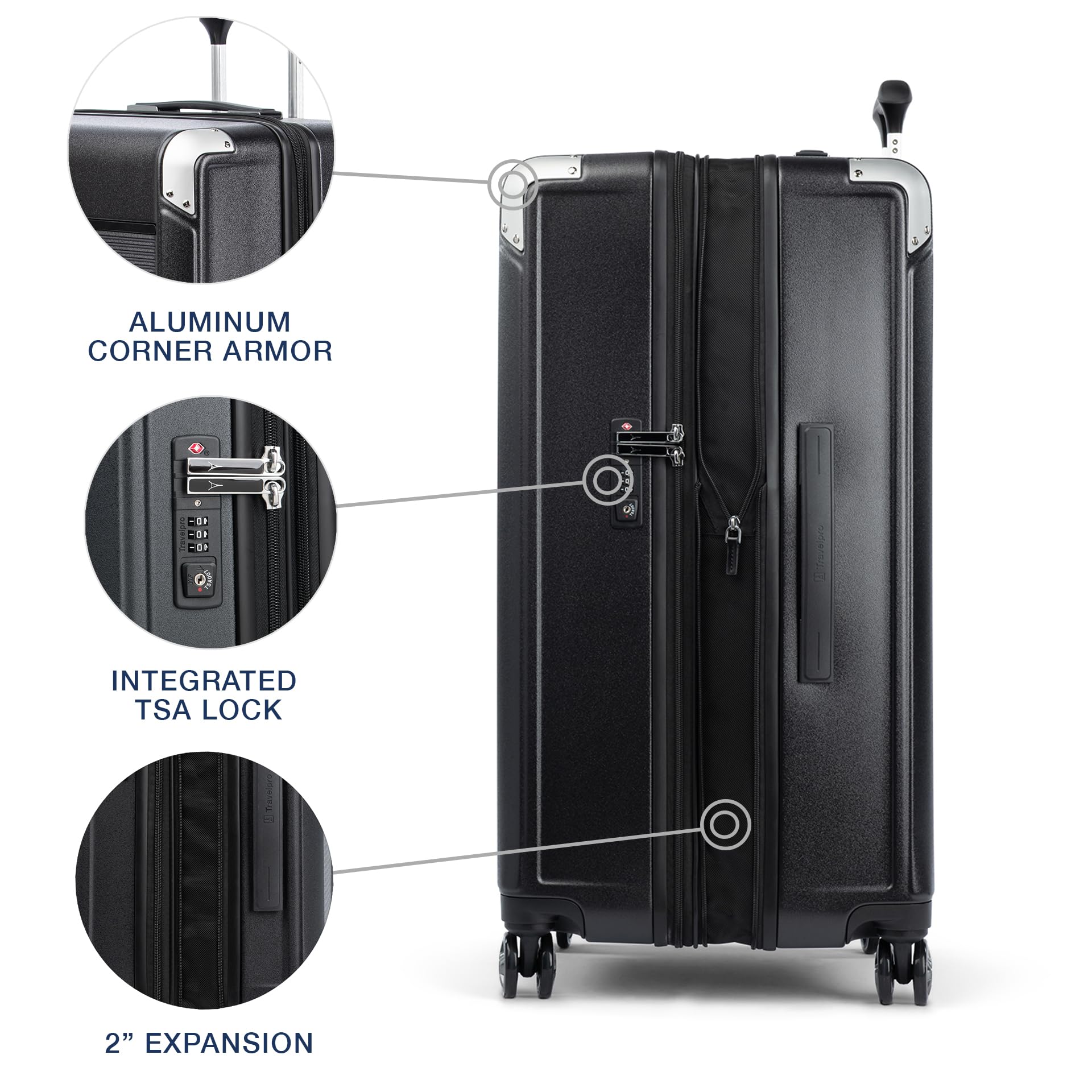 Travelpro Platinum Elite Hardside Expandable Spinner Wheel Luggage TSA Lock Hard Shell Polycarbonate Suitcase ( Shadow Black , Checked- Large 28-Inch ) Shadow Black Checked Large 28 Inch U3