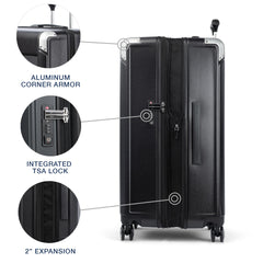 Travelpro Platinum Elite Hardside Expandable Spinner Wheel Luggage TSA Lock Hard Shell Polycarbonate Suitcase ( Shadow Black , Checked- Large 28-Inch ) Shadow Black Checked Large 28 Inch U3