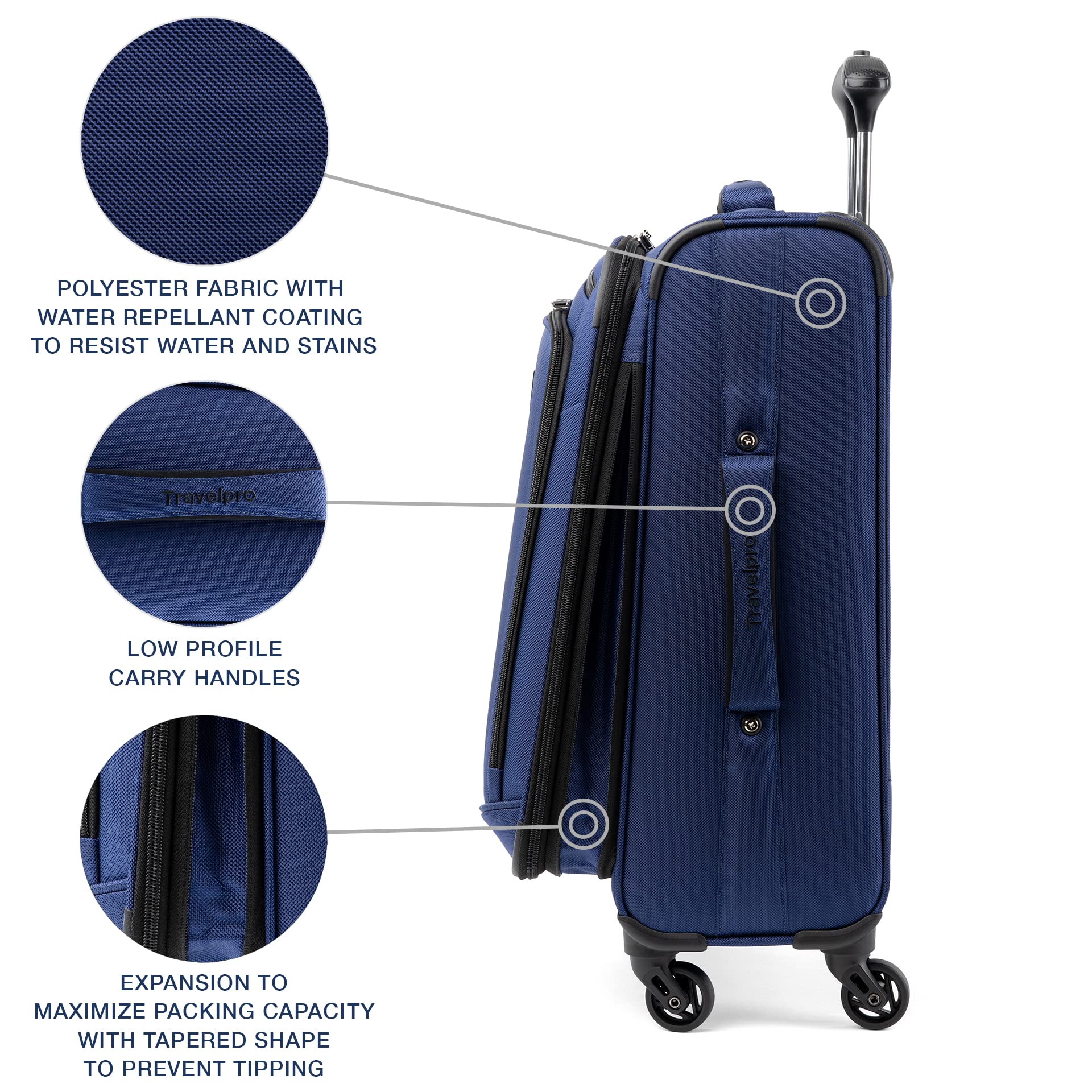 Travelpro Runway Softside Luggage Sets, Carry-on & Convertible Medium to Large Check-in Expandable Luggage, 4 Spinner Wheels, Softside Suitcase, Men and Women ( Blue , Carry-on/Medium-Large Check-in ) Blue Carry On Medium Large Check In U1
