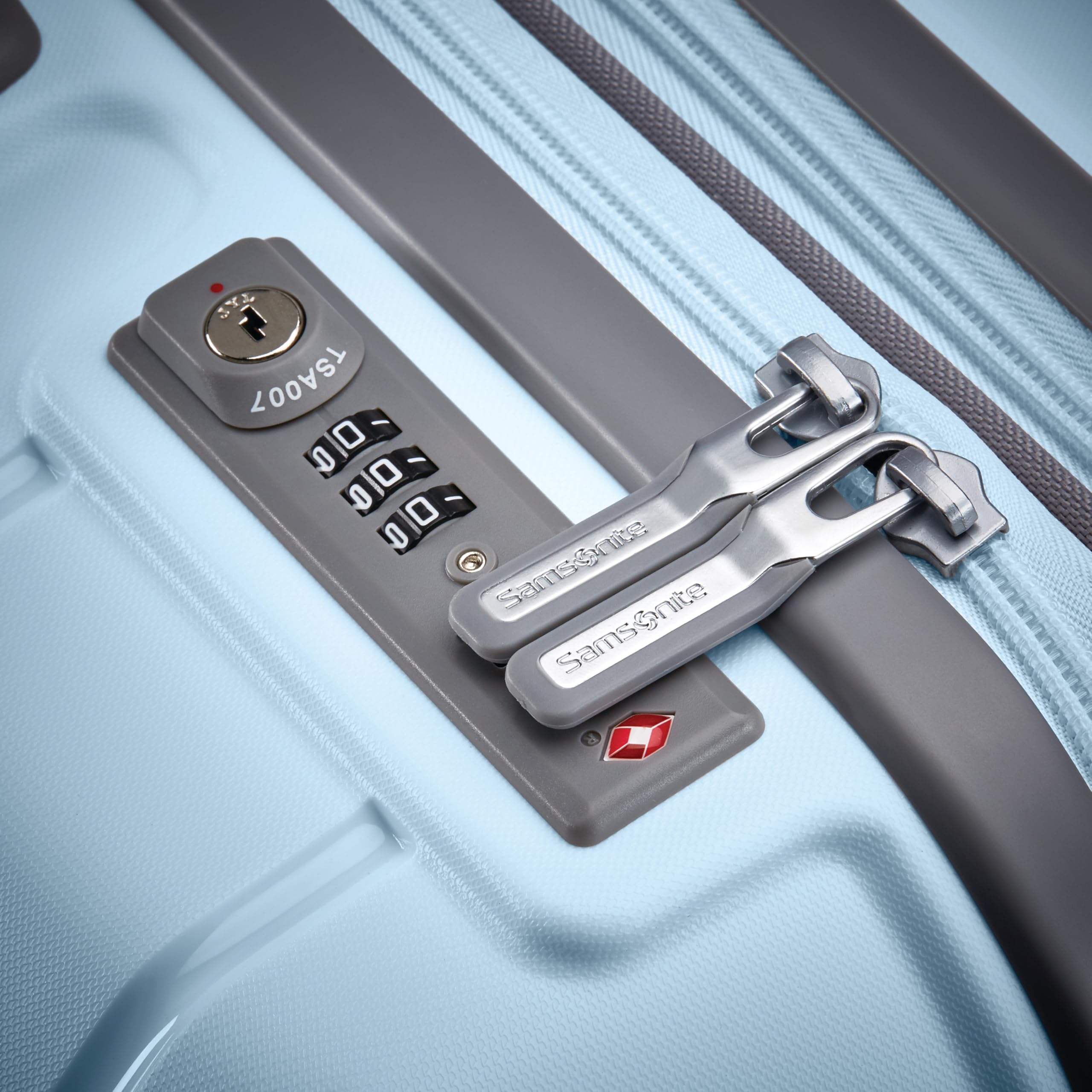 Samsonite Freeform Hardside Expandable with Double Spinner Wheels ( Sky Blue , Checked-Large Spinner ) Sky Blue Checked Large Spinner U4