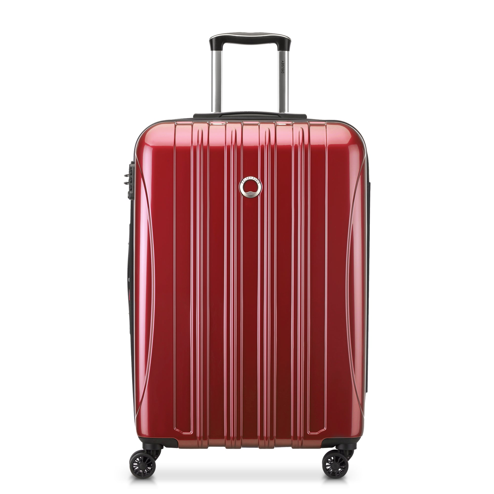 DELSEY Paris Helium Aero Hardside Expandable Luggage with Spinner Wheels ( Brick Red , Checked-Medium 25 Inch ) Brick Red Checked Medium 25 Inch U5