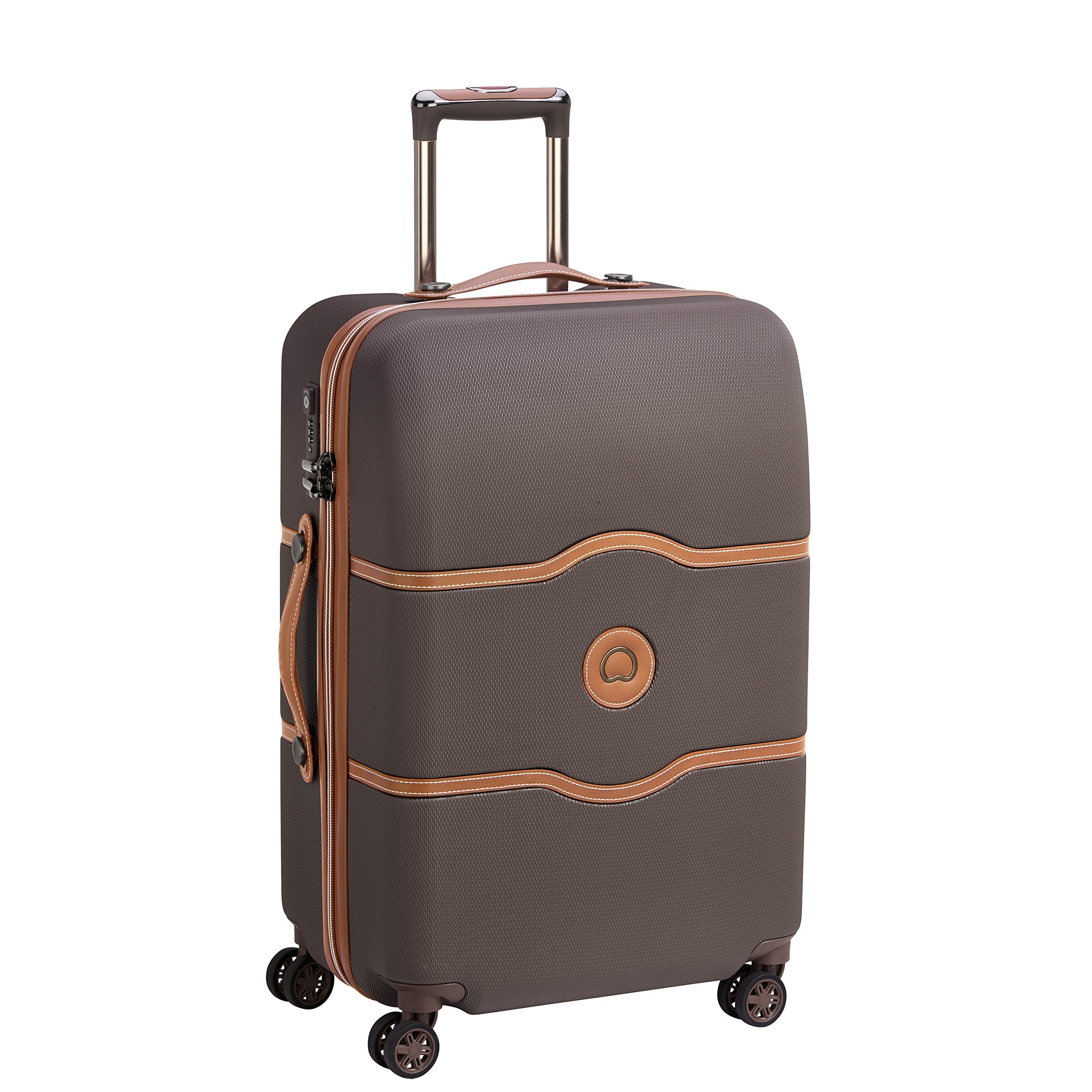 DELSEY Paris Chatelet Hardside Luggage with Spinner Wheels ( Chocolate Brown , Checked-Medium 24 Inch ) Chocolate Brown Checked Medium 24 Inch U6