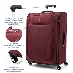 Travelpro Maxlite 5 Softside Expandable Luggage with 4 Spinner Wheels, Lightweight Suitcase, Men and Women ( Burgundy , Checked-Large 29-Inch ) Burgundy Checked Large 29 Inch U39