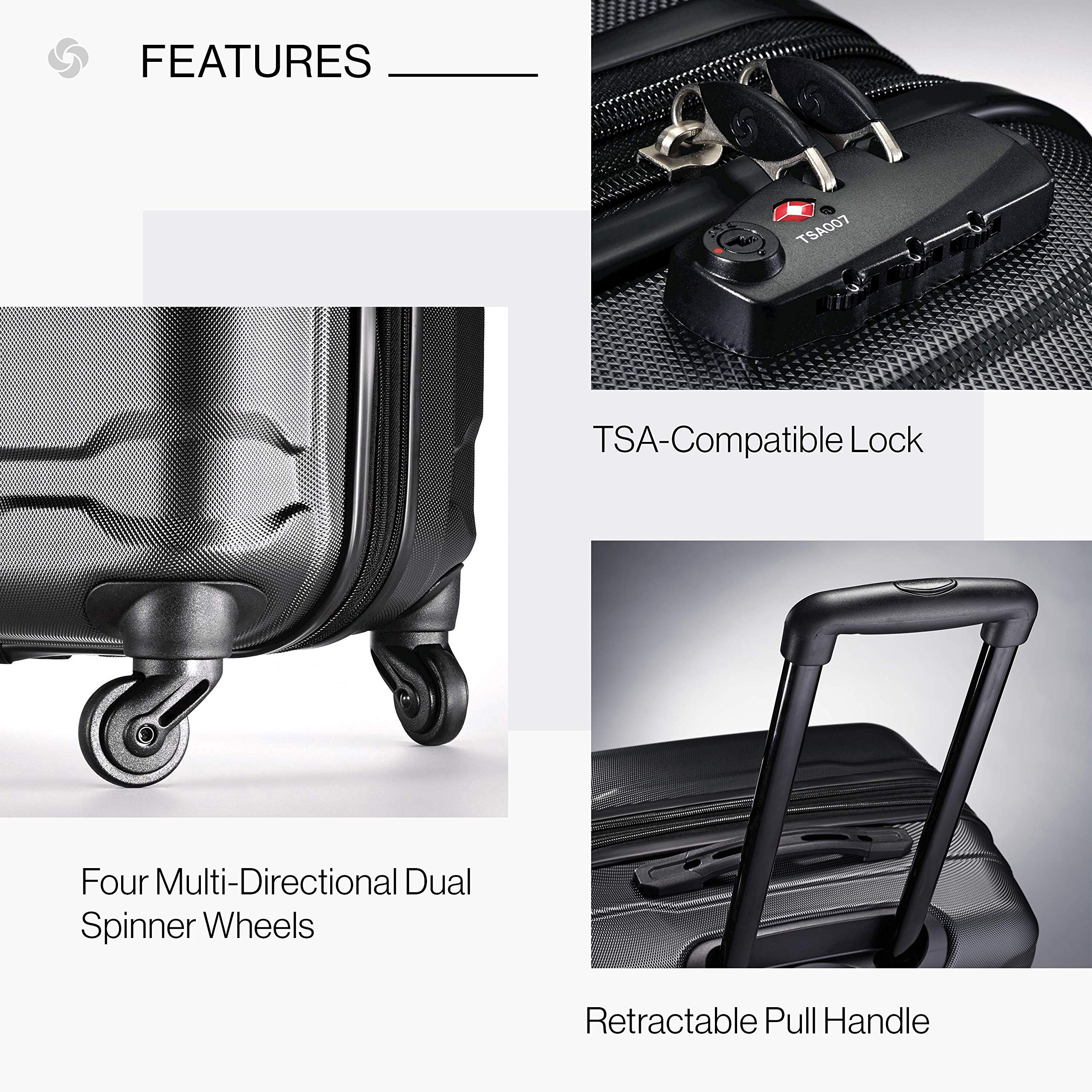 Samsonite Omni Carry-On 20-Inch PC Hardside Expandable Luggage with Spinner Wheels ( Black , Carry-On 20-Inch ) Black Carry On 20 Inch U64