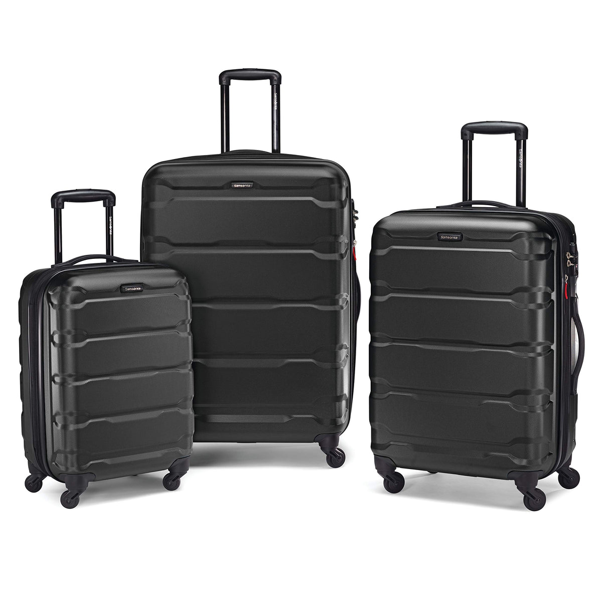 Samsonite Omni Pc Hardside Expandable Luggage with Spinner Wheels ( Black , 3-Piece Set (20/24/28) ) Black 3 Piece Set 20 24 28 U3