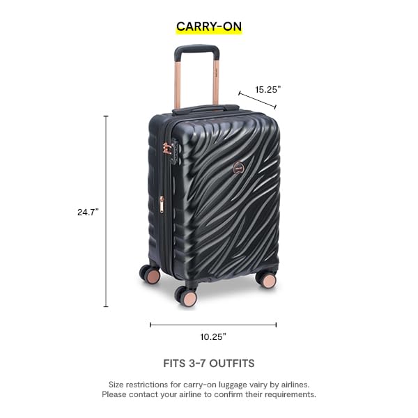 Delsey Alexis Lightweight Luggage, 4-Wheel Spinners Hardshell Suitcase, Expandable with TSA Lock  ( Black/Rose Gold , 3-piece Set (21"/25"/29") ) Black/Rose Gold 3 Piece Set 21 25 29 U1