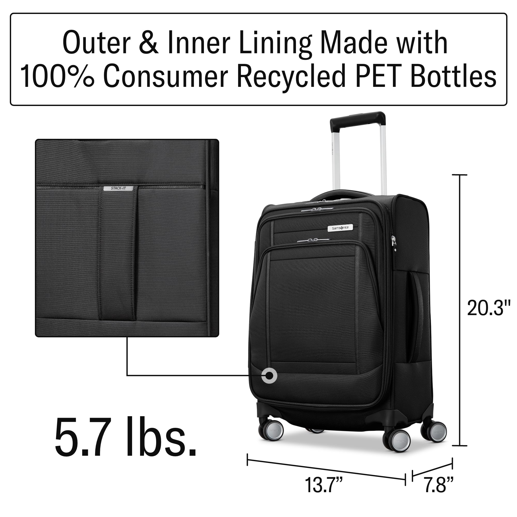 Samsonite UpLIFT Lightweight Softside Expandable Luggage ( Black , Carry-On ) Black Carry On U4