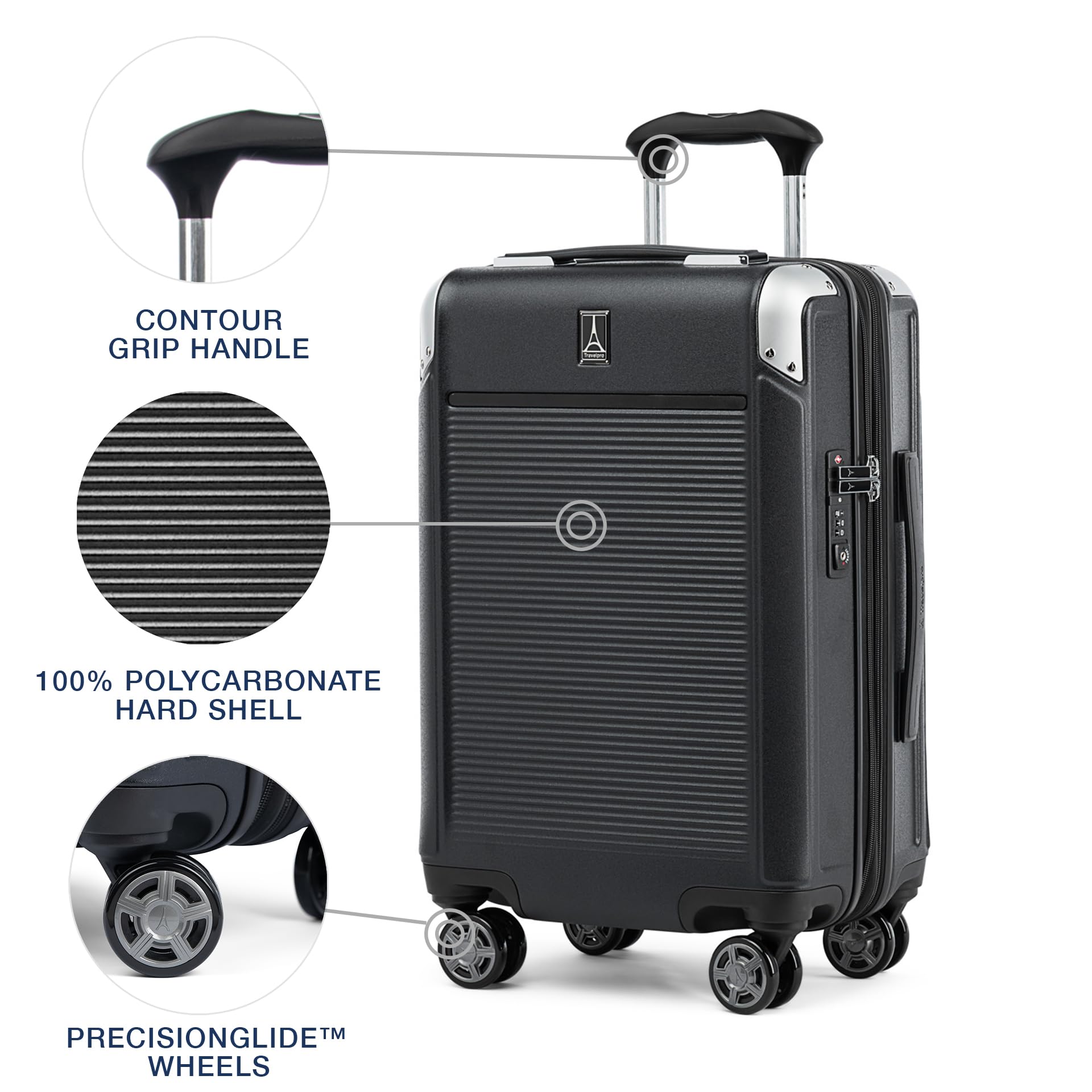 Travelpro Platinum Elite Hardside Expandable Spinner Wheel Luggage TSA Lock Hard Shell Polycarbonate Suitcase ( Shadow Black , Carry-on 21-Inch ) Shadow Black Carry On 21 Inch U2