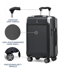 Travelpro Platinum Elite Hardside Expandable Spinner Wheel Luggage TSA Lock Hard Shell Polycarbonate Suitcase ( Shadow Black , Carry-on 21-Inch ) Shadow Black Carry On 21 Inch U2