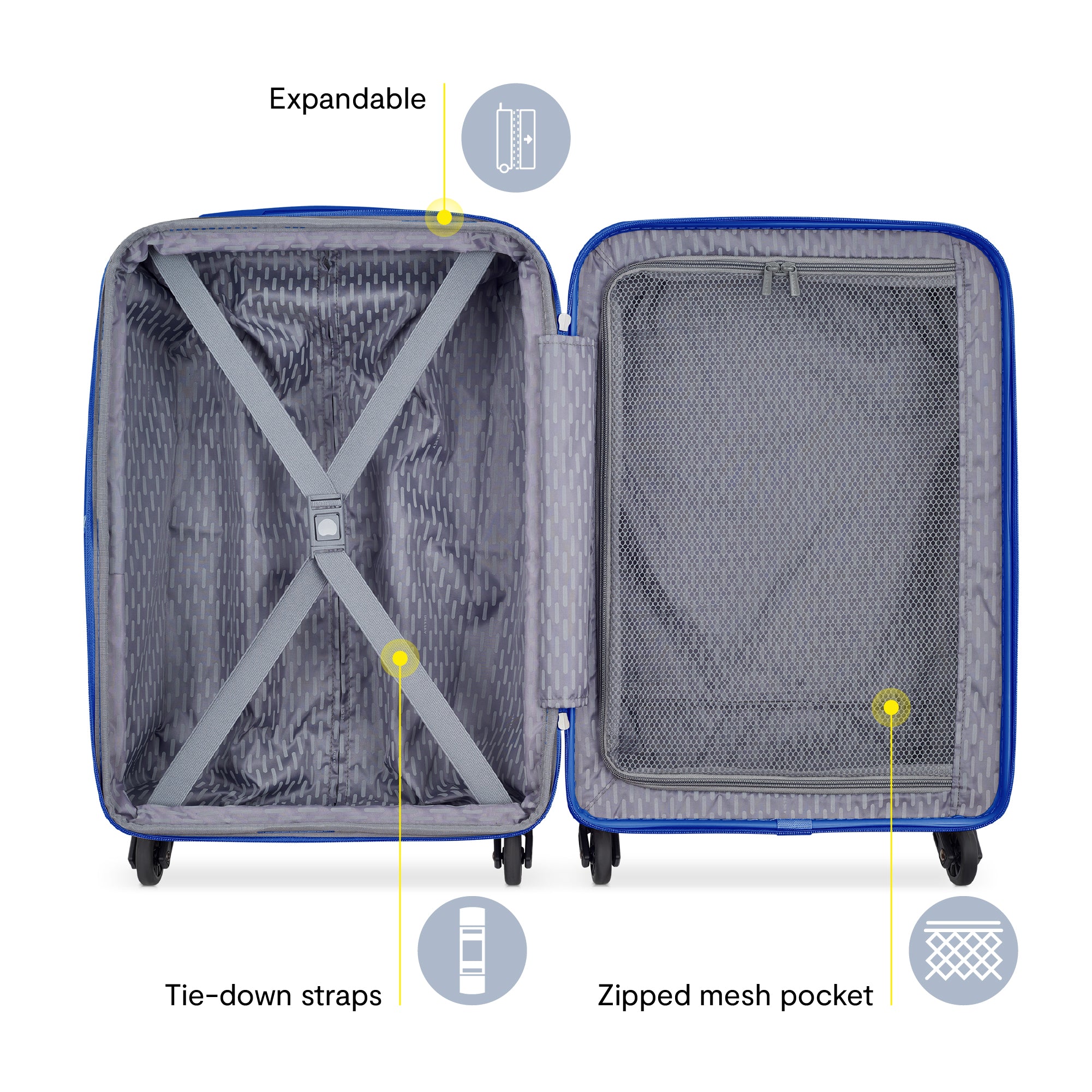 Delsey Paris Christine Hardside Expandable Luggage with Spinner Wheels ( White with Blue Trim , 3 Piece Set (20/24/28) ) White with Blue Trim 3 Piece Set 20 24 28 U1
