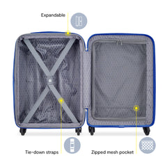 Delsey Paris Christine Hardside Expandable Luggage with Spinner Wheels ( White with Blue Trim , 3 Piece Set (20/24/28) ) White with Blue Trim 3 Piece Set 20 24 28 U1