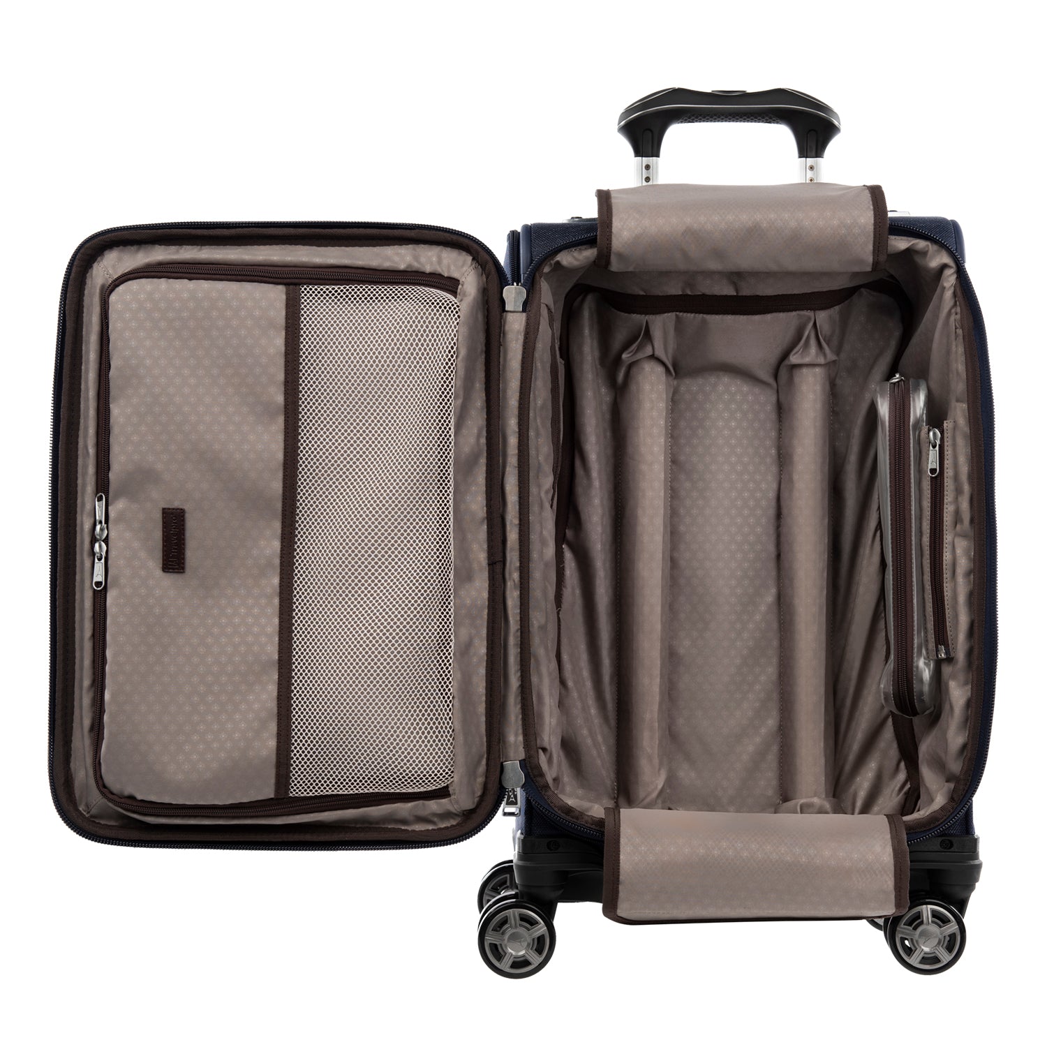 Travelpro Platinum Elite Softside Expandable Luggage, 8 Wheel Spinner Suitcase, USB Port, Suiter, Men and Women True Navy Carry On 21 Inch U5